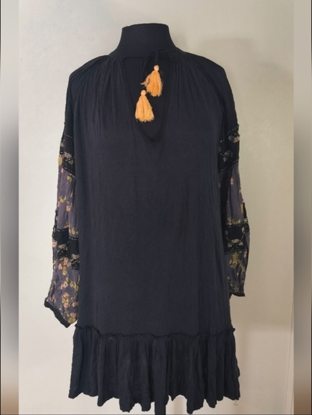 Free People Black Knit Top with Branded Copper Tag
